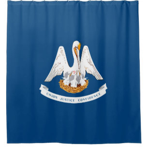 Dynamic Louisiana State Flag Graphic on a Shower Curtain