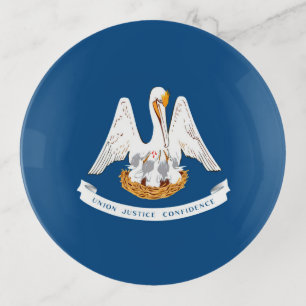 Dynamic Louisiana State Flag Graphic on a Trinket Tray