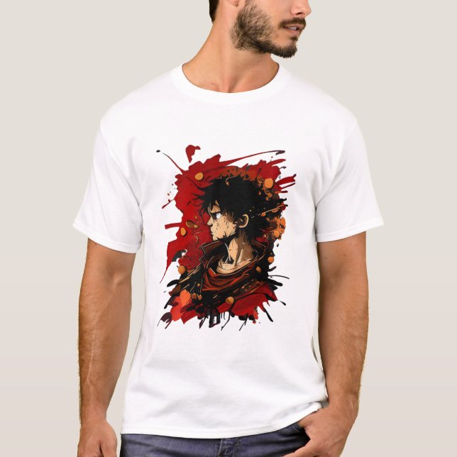 Dynamic Luffy Illustration with Crew in AnimeStyle T-Shirt (Front)