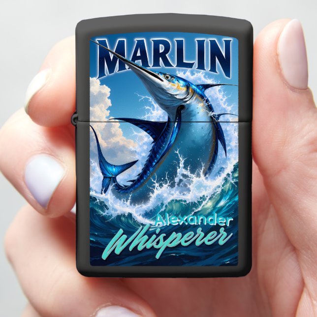 Dynamic Marlin Personalized Deep Ocean Zippo Lighter (In Hand)