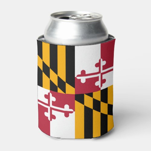 Dynamic Maryland State Flag Graphic on a Can Cooler