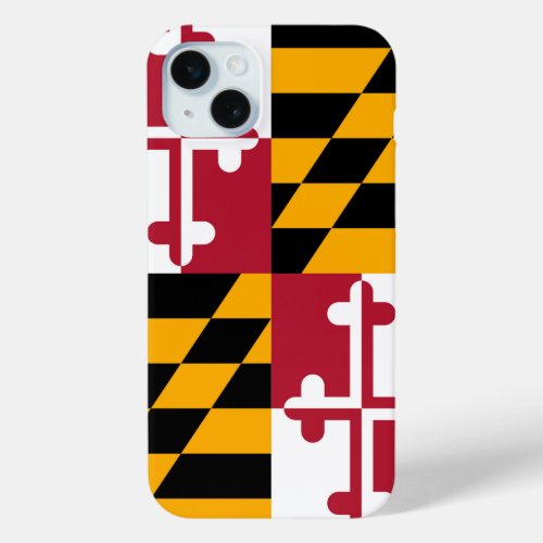 Dynamic Maryland State Flag Graphic on a iPhone 15 Plus Case