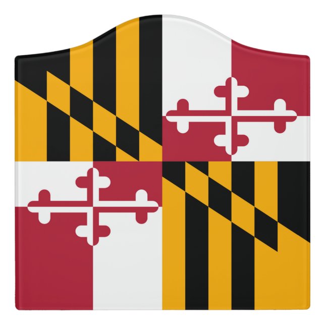 Dynamic Maryland State Flag Graphic on a Door Sign (Large Crest Front)