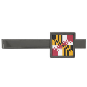 Dynamic Maryland State Flag Graphic on a Gunmetal Finish Tie Bar