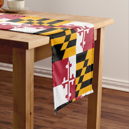 Dynamic Maryland State Flag Graphic on a Short Table Runner