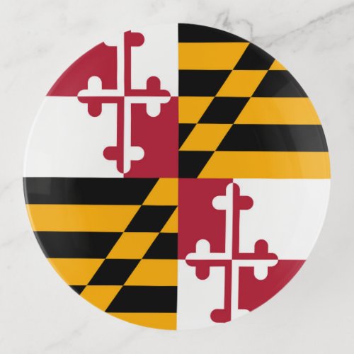 Dynamic Maryland State Flag Graphic on a Trinket Tray