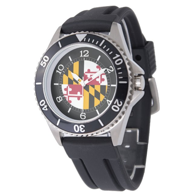 Dynamic Maryland State Flag Watch (Angled)
