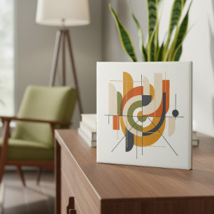 Dynamic Mid-Century Modern Abstract #2 ID1224 Ceramic Tile