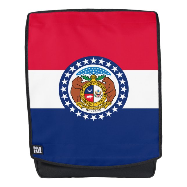 Dynamic Missouri State Flag Graphic on a Backpack (Front)
