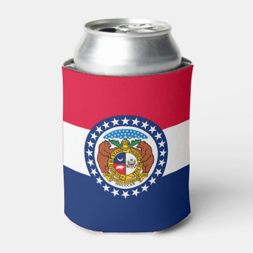 Dynamic Missouri State Flag Graphic on a Can Cooler