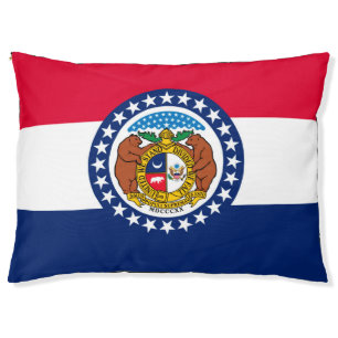 Dynamic Missouri State Flag Graphic on a Pet Bed