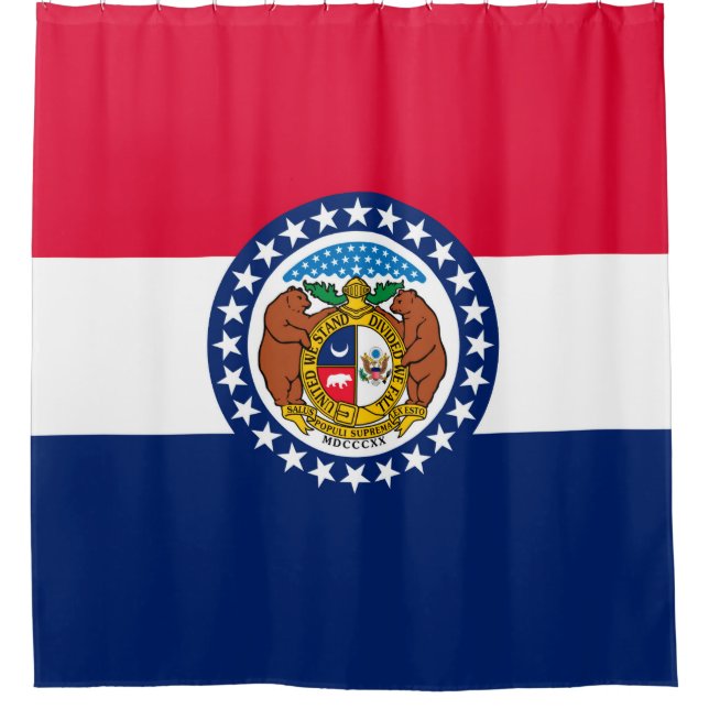 Dynamic Missouri State Flag Graphic on a Shower Curtain (Front)