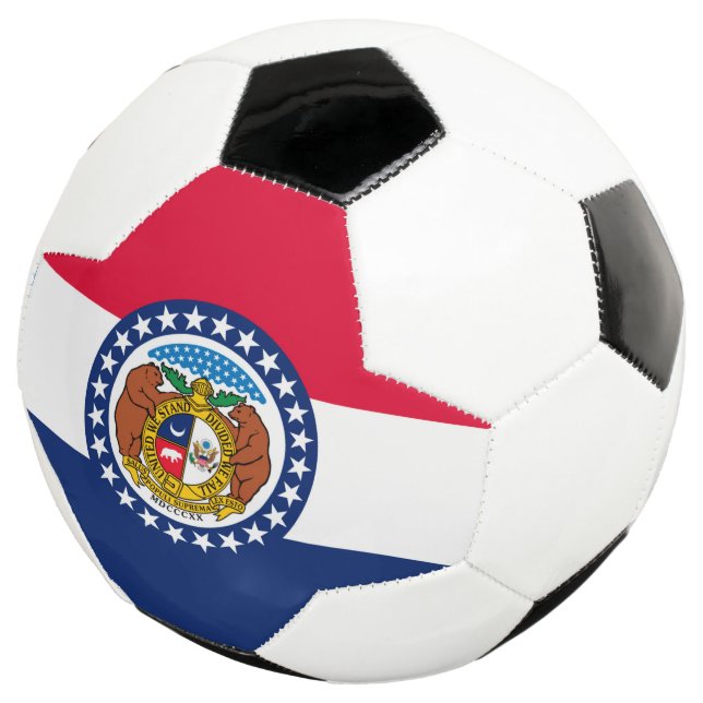 Dynamic Missouri State Flag Graphic on a Soccer Ball (Three Quarter)