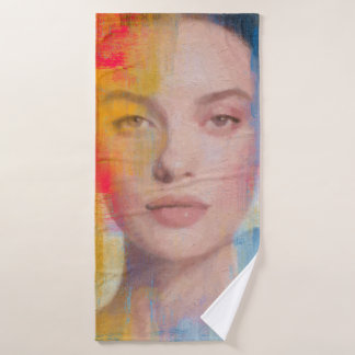Dynamic Mixed Media Portrait Art Bath Towel