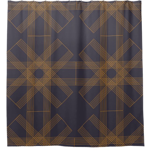 Dynamic, modern, cool, abstract line pattern art shower curtain (Front)