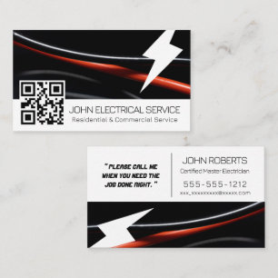 Dynamic Modern Electrician with QR Code Business Card
