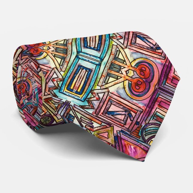 Dynamic-Modern Geometric Pattern Neck Tie (Rolled)