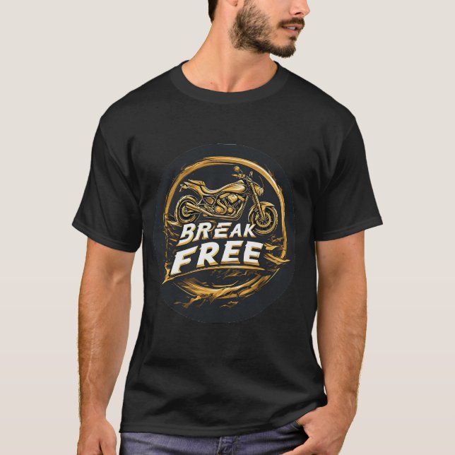 Dynamic Motorcycle with Bold Typography T-Shirt (Front)