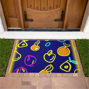 Dynamic Neon Fruits Pattern Design Doormat
