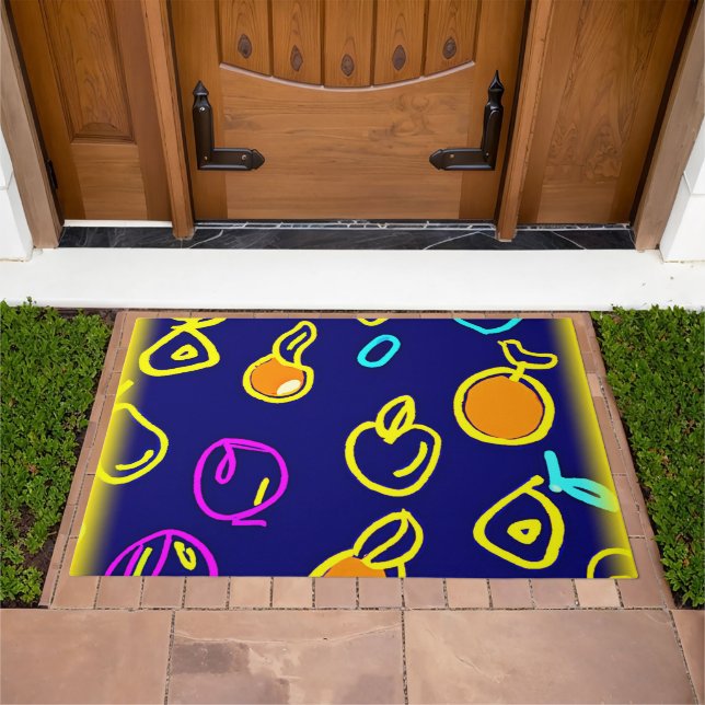 Dynamic Neon Fruits Pattern Design Doormat (Outdoor)