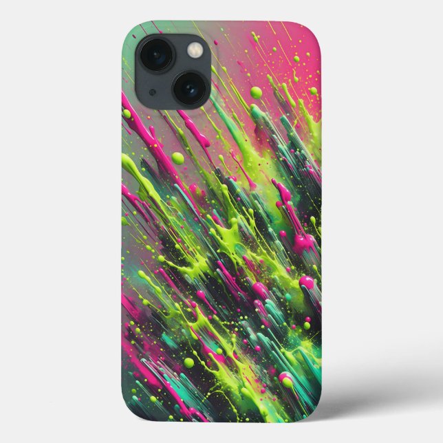 Dynamic Neon Paint Splash Phone Case Vibrant Pink (Back)