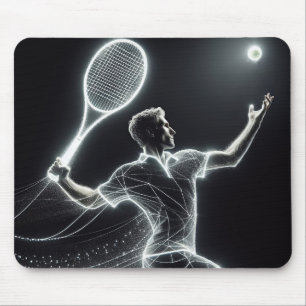 Dynamic Neon Tennis Player Mouse Pad