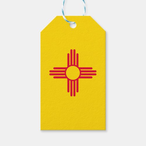 Dynamic New Mexico State Flag Graphic on a Gift Tags