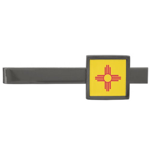 Dynamic New Mexico State Flag Graphic on a Gunmetal Finish Tie Clip