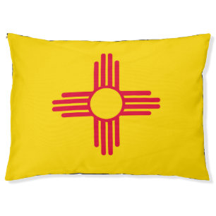 Dynamic New Mexico State Flag Graphic on a Pet Bed