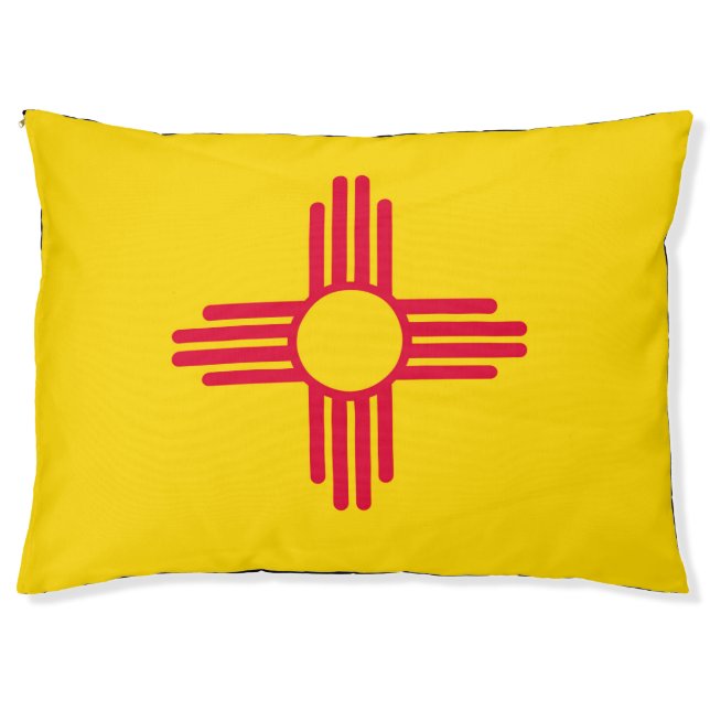 Dynamic New Mexico State Flag Graphic on a Pet Bed (Front)