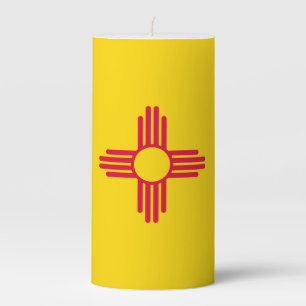 Dynamic New Mexico State Flag Graphic on a Pillar Candle