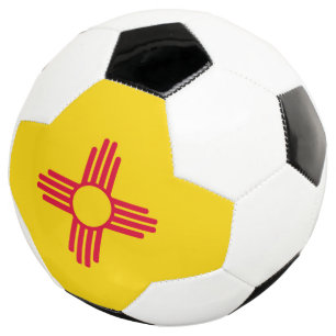 Dynamic New Mexico State Flag Graphic on a Soccer Ball