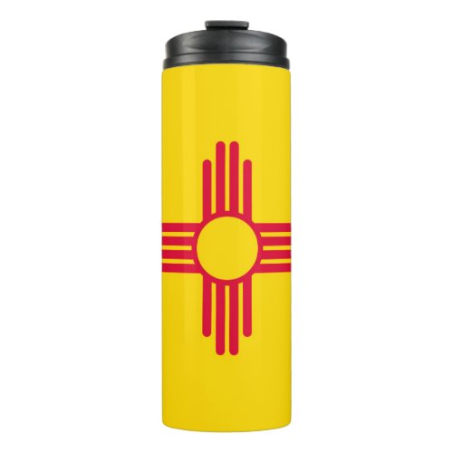 Dynamic New Mexico State Flag Graphic on a Thermal Tumbler