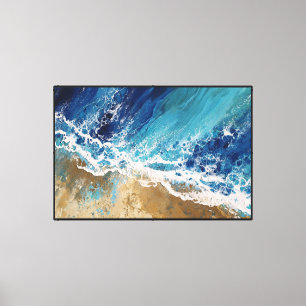 Dynamic Ocean Waves on Beach Abstract Wall Art