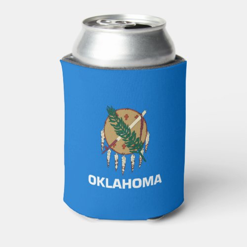 Dynamic Oklahoma State Flag Graphic on a Can Cooler