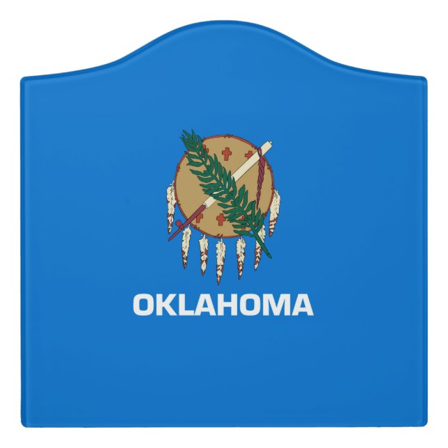 Dynamic Oklahoma State Flag Graphic on a Door Sign (Large Crest Front)