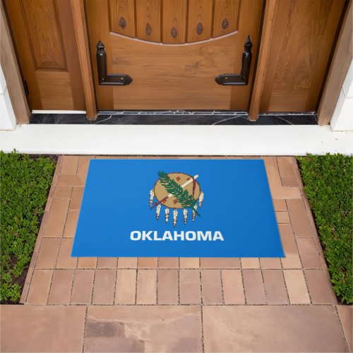Dynamic Oklahoma State Flag Graphic on a Doormat
