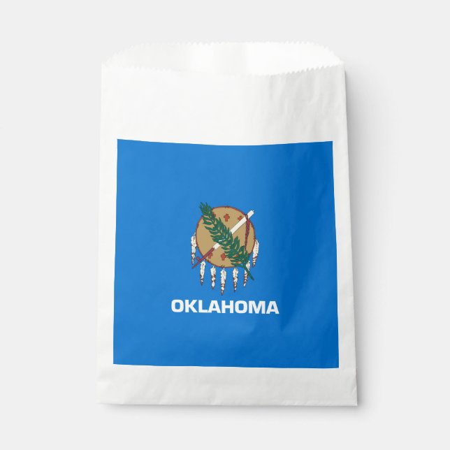 Dynamic Oklahoma State Flag Graphic on a Favor Bag (Front)