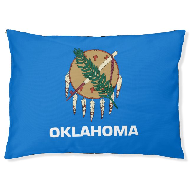 Dynamic Oklahoma State Flag Graphic on a Pet Bed (Front)
