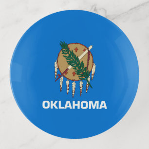 Dynamic Oklahoma State Flag Graphic on a Trinket Tray