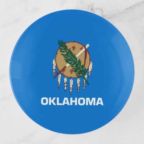 Dynamic Oklahoma State Flag Graphic on a Trinket Tray