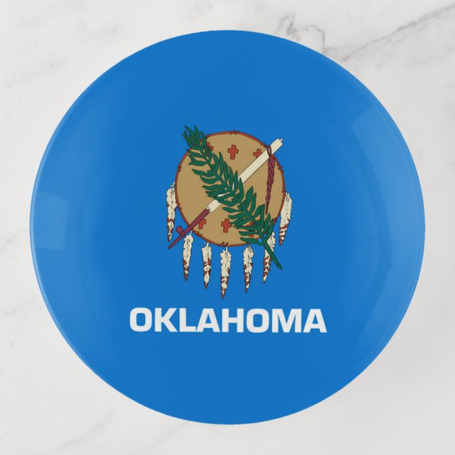 Dynamic Oklahoma State Flag Graphic on a Trinket Tray (Front)