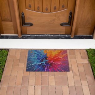 Dynamic Paint Splash Abstract Fiber Doormat