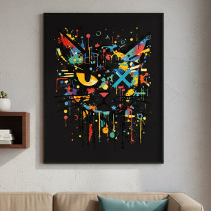 Dynamic Paint Splatter Cat Face Decorative  Poster