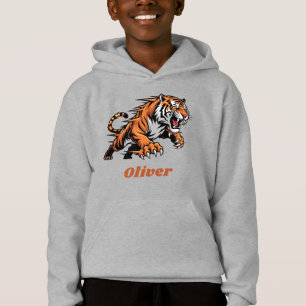 Dynamic Pouncing Tiger Mascot Hoodie