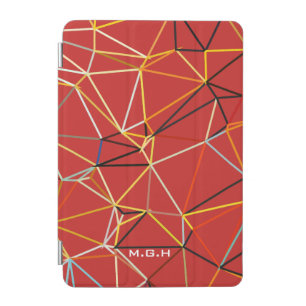 Dynamic Red Abstract Geometric Monogram iPad Mini Cover