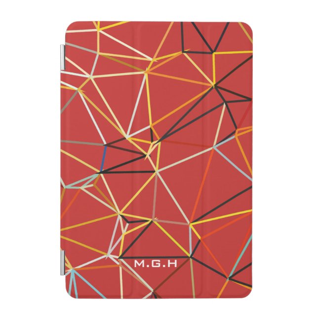 Dynamic Red Abstract Geometric Monogram iPad Mini Cover (Front)