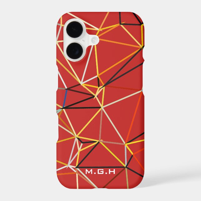 Dynamic Red Abstract Geometric Monogram Iphone Case (Back)