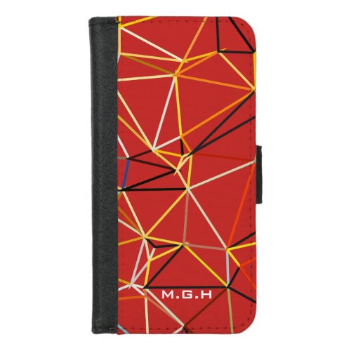 Dynamic Red Abstract Geometric Monogram iPhone 87 Wallet Case