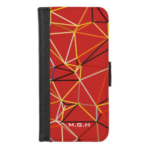 Dynamic Red Abstract Geometric Monogram iPhone 8/7 Wallet Case